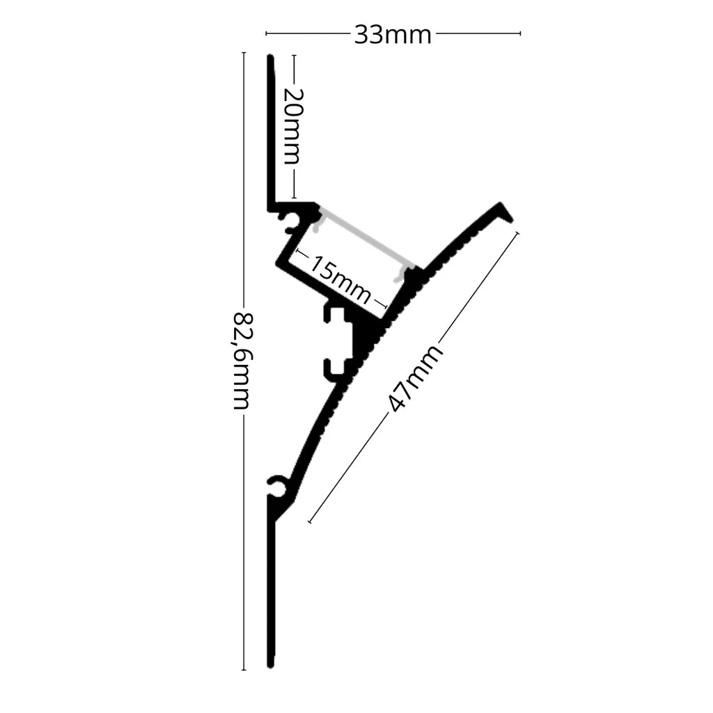 2m ALU128 Plaster-In LED Profile, 33 x 82.6mm