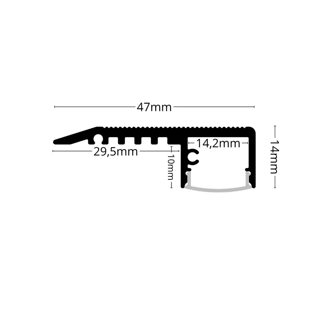 ALU24 stair-nose LED profile cross-section with labelled dimensions