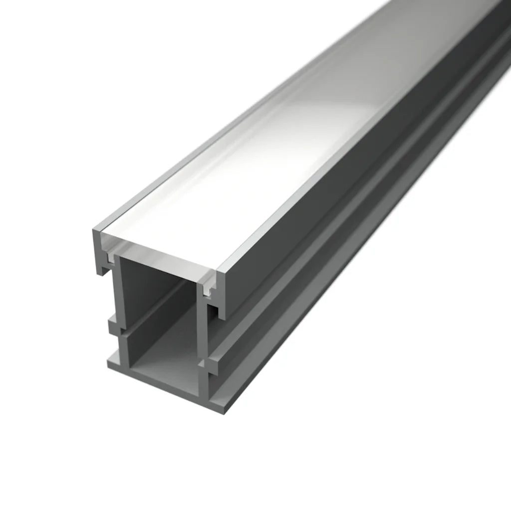 ALU35 floor-mounted LED profile with a diffuser above its aluminium channel