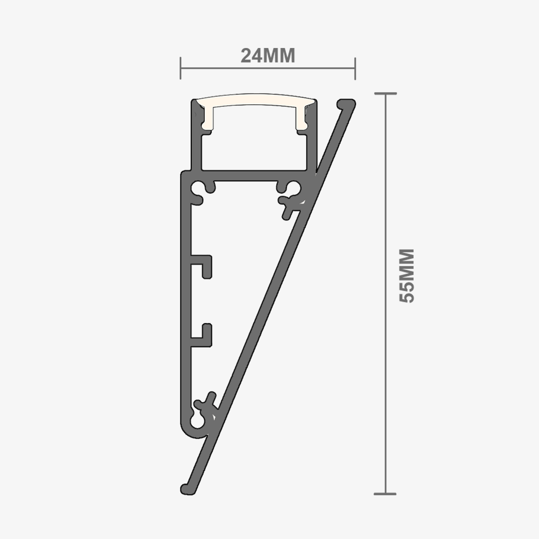 2m ALU63 Architrave LED Profile, 24 x 55mm