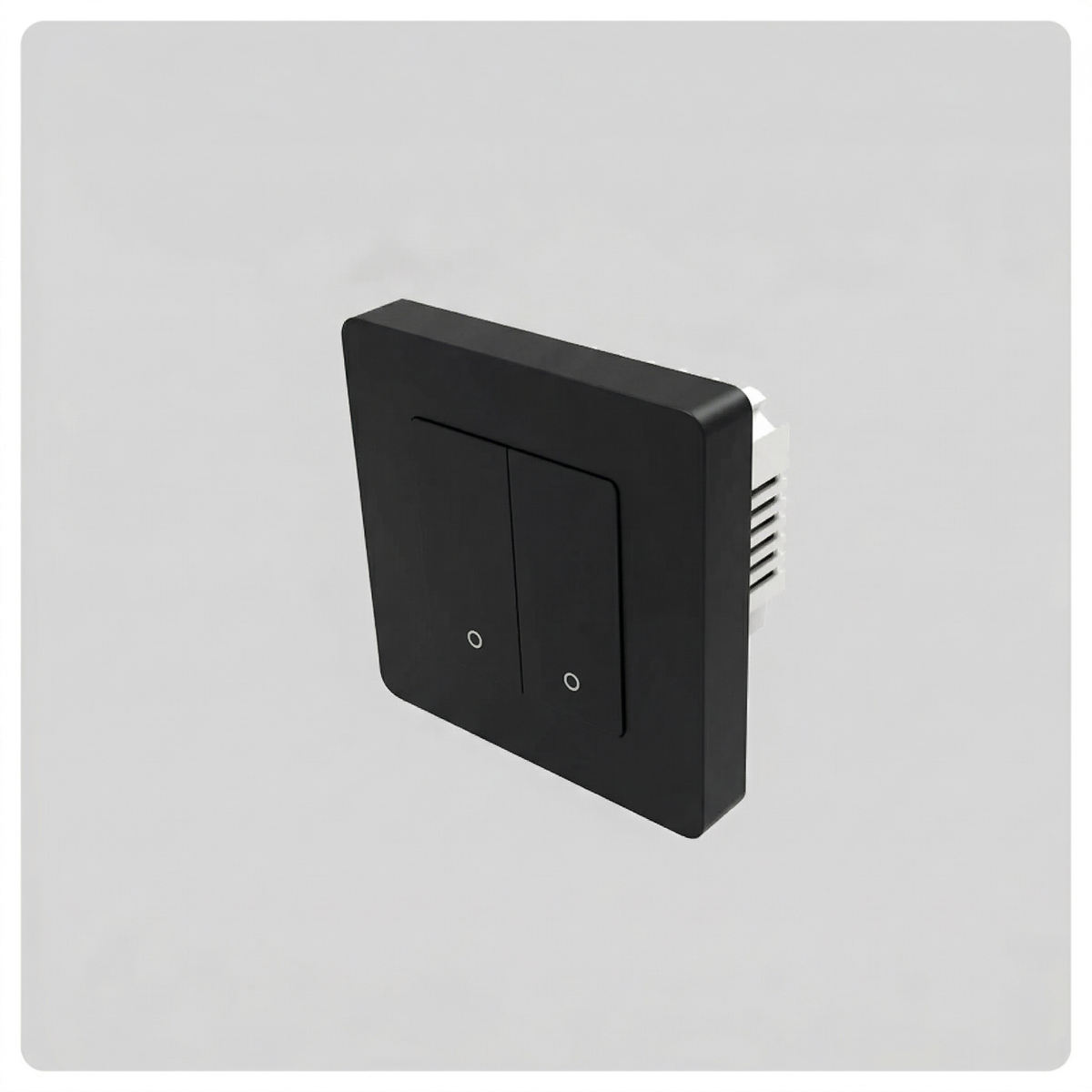 HALO Smart Switch black wall plate with two vertical rocker switches and small indicator LEDs