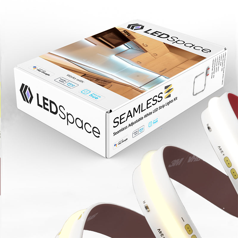 3m Seamless adjustable white LED strip pack with Zigbee control, showing the box and LED strip