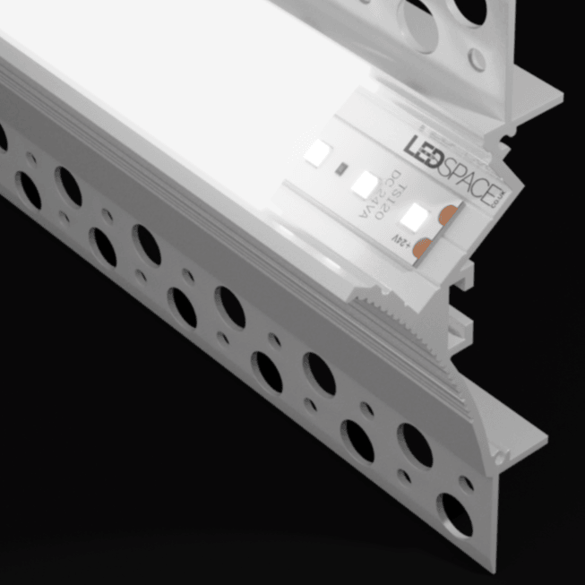 2m ALU128 Wall / Ceiling Mounting Plaster-In Aluminium LED Profile Channel + Diffuser for LED Strip by LEDSpace Maxilux