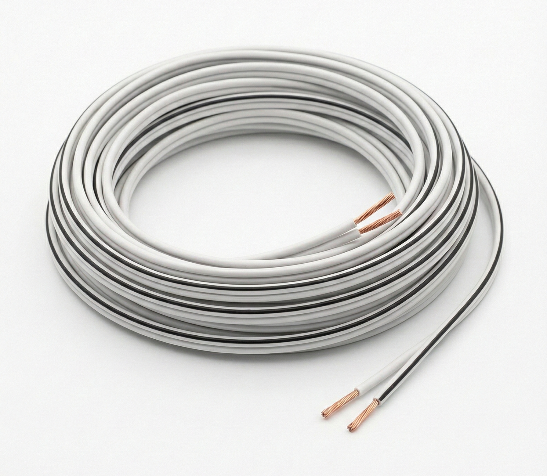 0.75mm 2 core cable white - Single insulated.