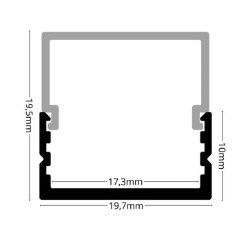 ALU28 aluminium LED profile cross-section drawing with labelled dimensions