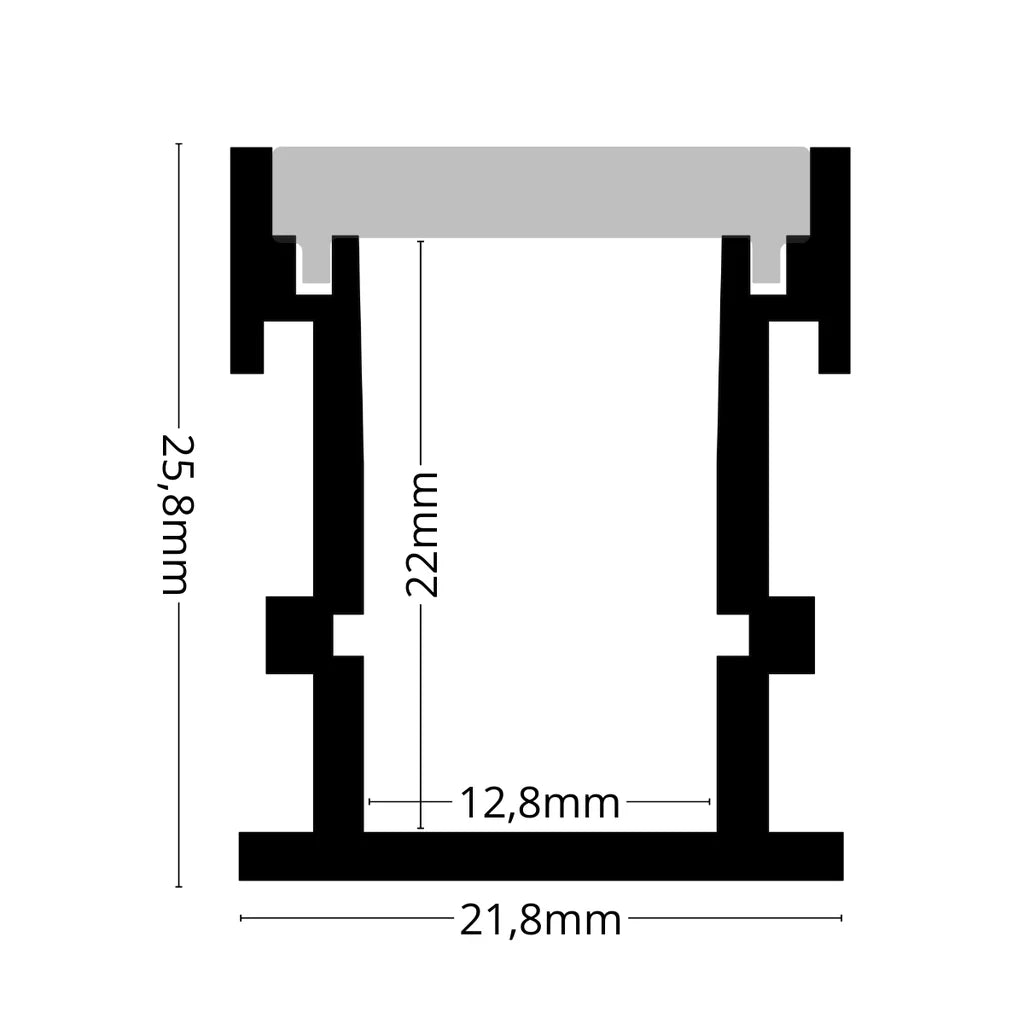ALU35 floor-mounted LED profile cross-section drawing with labelled dimensions