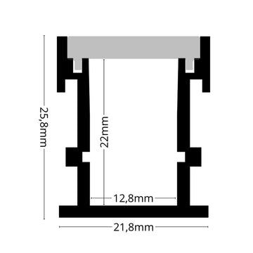 ALU35 floor-mounted LED profile cross-section drawing with labelled dimensions