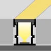 ALU35 floor profile diagram showing an LED strip inside the lighting channel