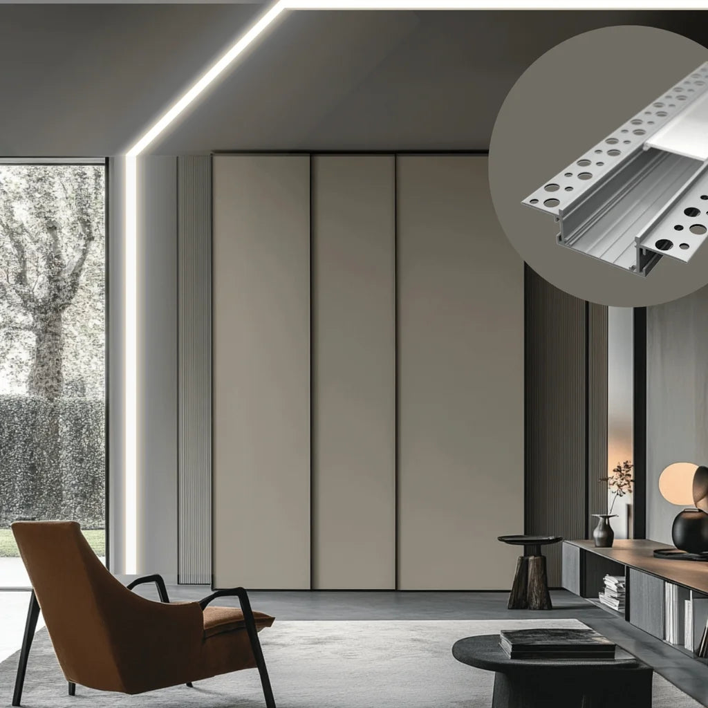 Interior showing recessed ceiling lighting with an ALU80 profile detail inset