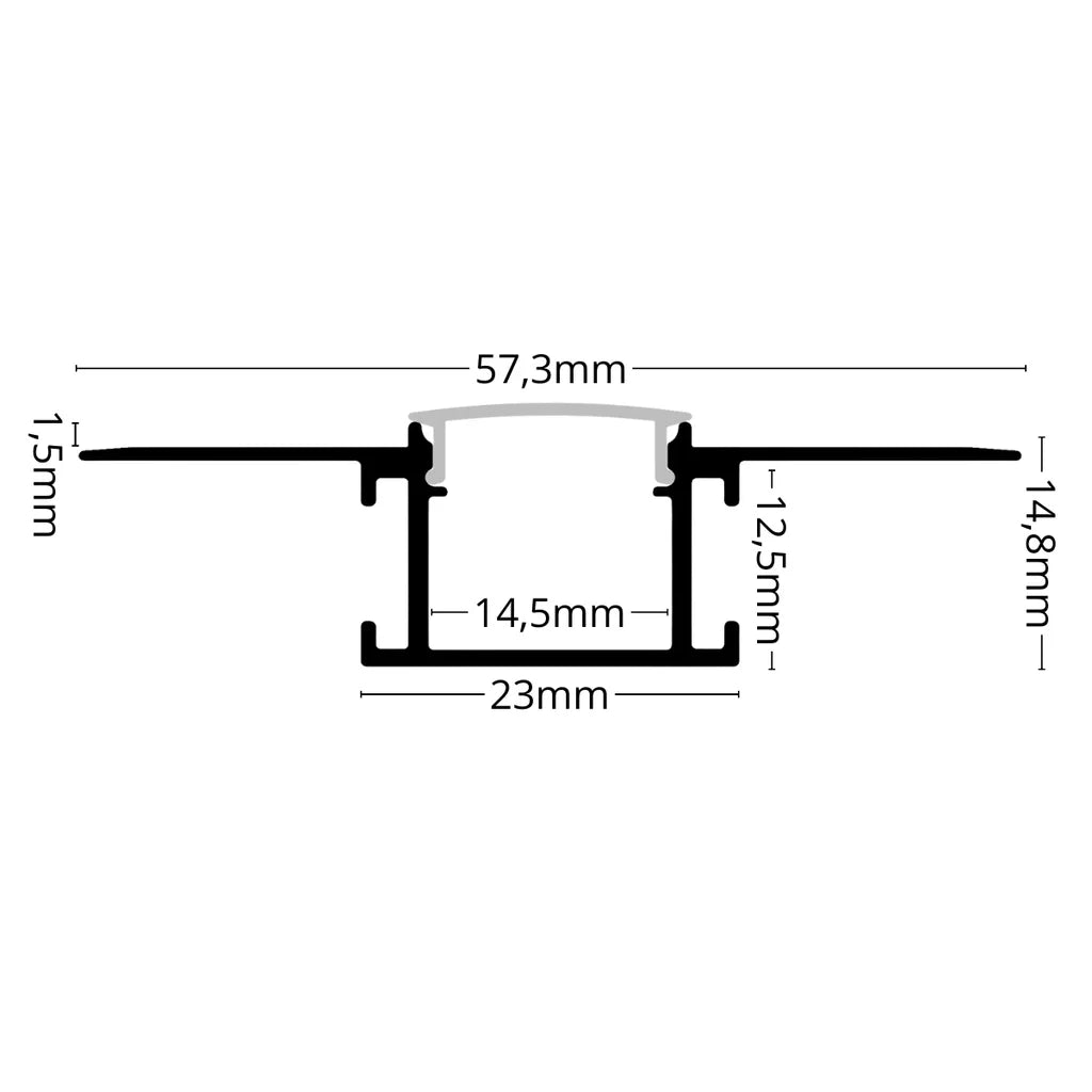 ALU81 narrow plaster-in LED profile cross-section drawing with labelled dimensions
