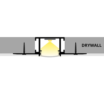 ALU81 installation diagram showing an LED strip recessed within drywall