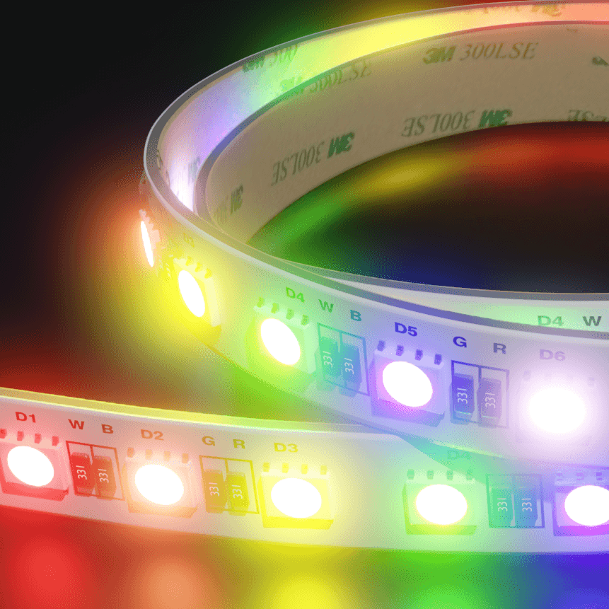 15m ColourStrip96 RGB+W 5800K Cool White LED Strip Lights | 96 LEDs pm | 24V | 20W by LEDSpace Maxilux