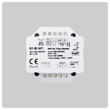 HALO S1-B inline dimmer module in white with screw terminal blocks for 100-240V AC