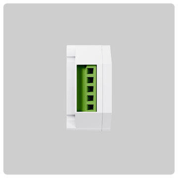 Side view of HALO inline dimmer showing white housing and green terminal block
