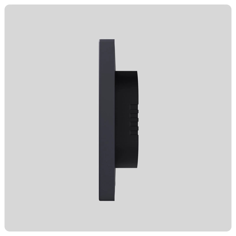 Side profile of HALO Hub Mini wall mounted panel in a dark finish
