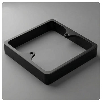 HALO 15mm black smart switch spacer plate, square frame with rounded corners and screw holes