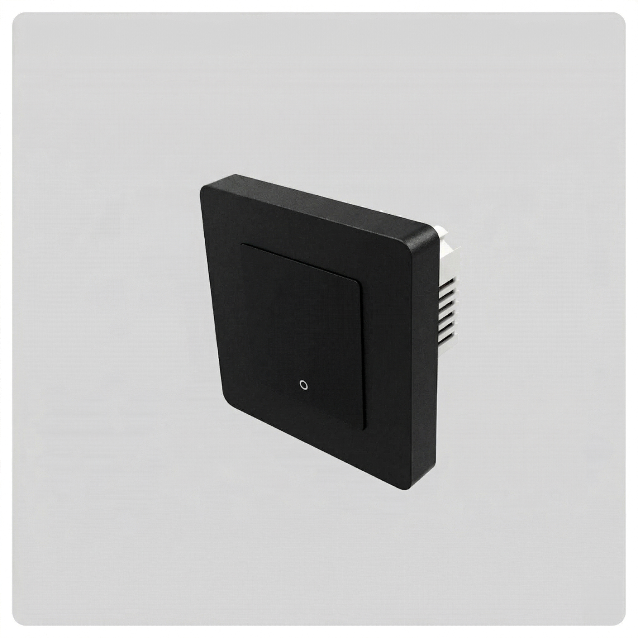 Black HALO Smart Switch with a square recessed touch area and a small bottom indicator