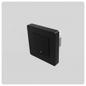Black HALO Smart Switch with a square recessed touch area and a small bottom indicator