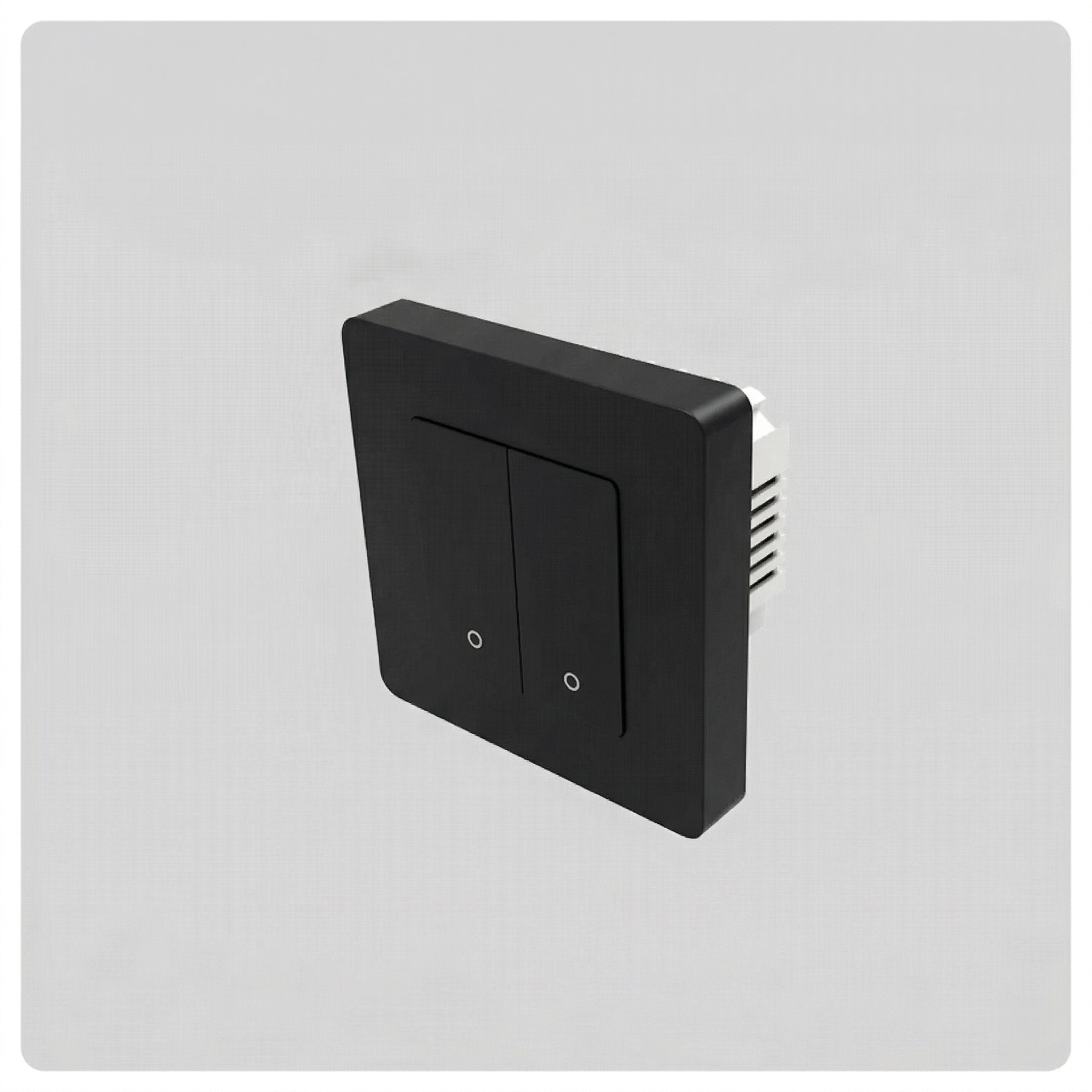 HALO Smart Switch black wall plate with two vertical rocker switches and small indicator LEDs