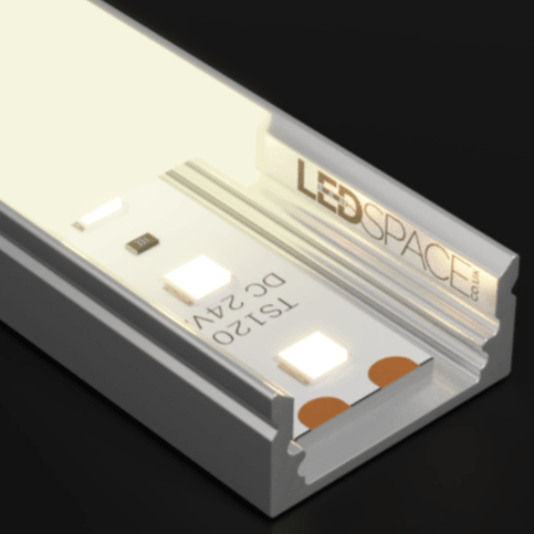 2m ALU05P Slim Cabinet & Shelving Aluminium LED Profile Channel + Diffuser + End Caps for LED Strip by LEDSpace Maxilux