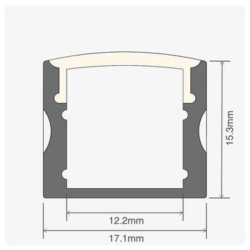2m ALU01 Surface Mounted LED Profile, 17.1 x 15.3mm