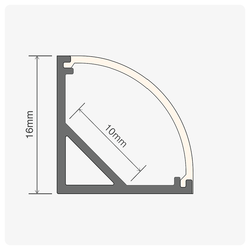 2m ALU03 Corner LED Profile, 16 x 16mm
