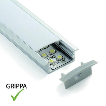 23mm Wide Recessed Mounted Aluminium Profile and Diffuser for LED Strip (2m) by LEDSpace Maxilux