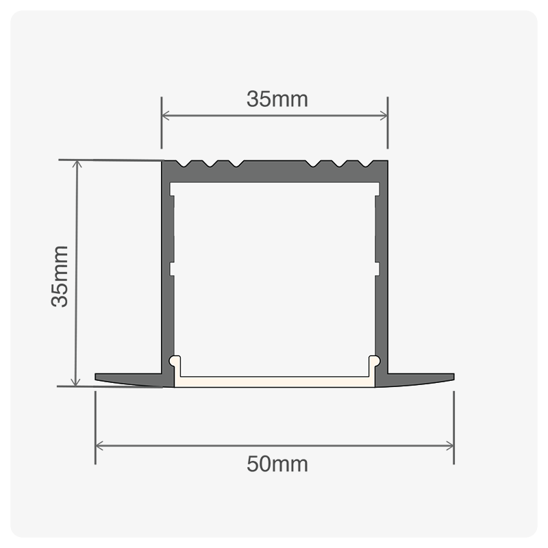 2m ALU17 Recessed LED Profile, 50 x 35mm