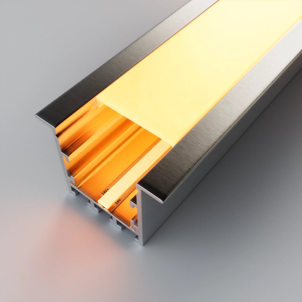 20m (10 x 2m) ALU17 Recessed Aluminium LED Profile Channel, 50 x 35mm ...