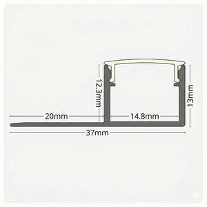1m ALU34 Tile In LED Profile, 37 x 13mm