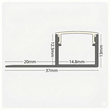 1m ALU34 Tile In LED Profile, 37 x 13mm