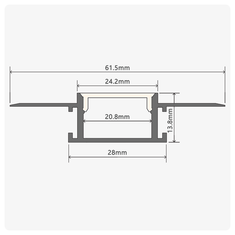 40m (20 x 2m) ALU75 Plaster-In Aluminium LED Profile Channel, 61.5 x 13 ...