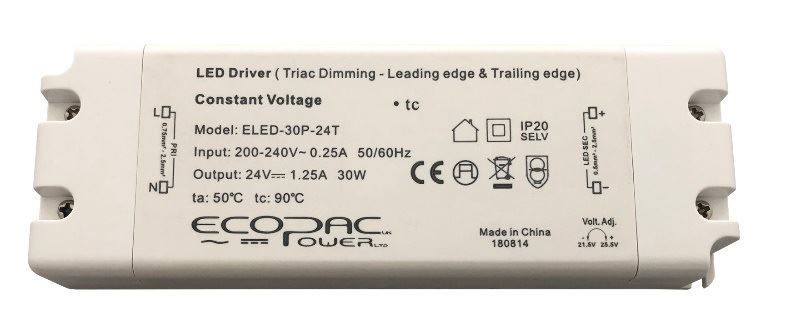 ECOPAC Power LED driver for constant voltage with triac dimming and 24V output