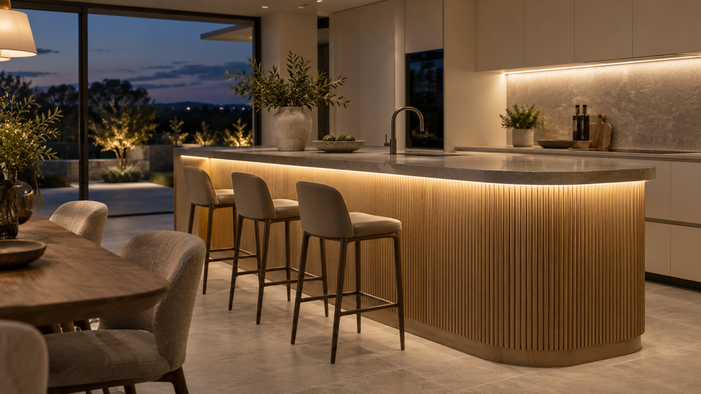 Kitchen island LED strip lighting concept