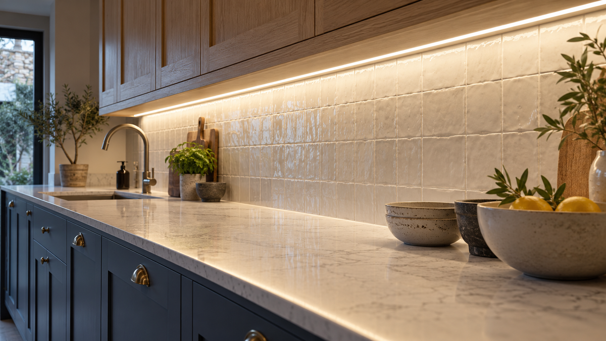 Under-cabinet LED lighting concept in a kitchen