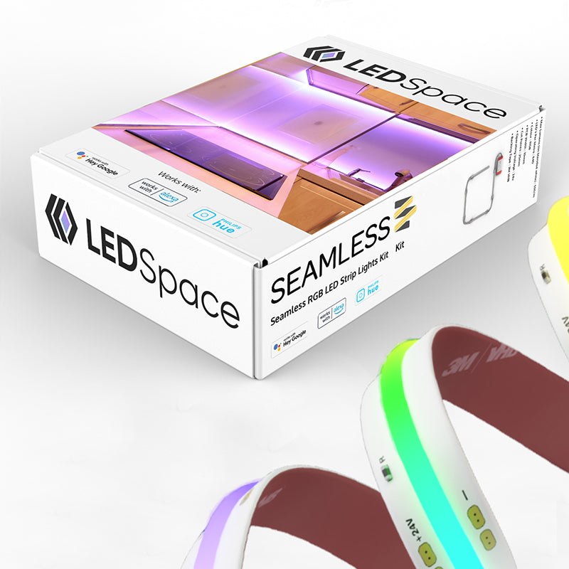 3m Seamless RGB LED strip pack with Zigbee control, showing the box and LED strip