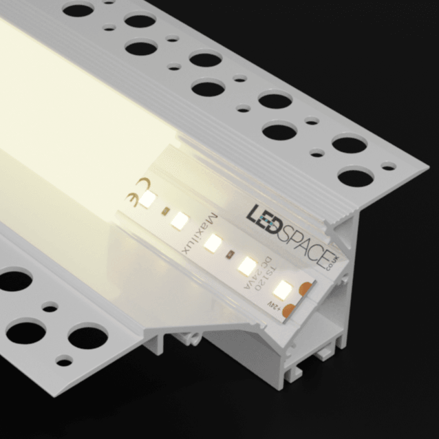 2m ALU126 Ceiling / Wall Mounting  Plaster-In Aluminium LED Profile Channel + Diffuser for LED Strip by LEDSpace Maxilux